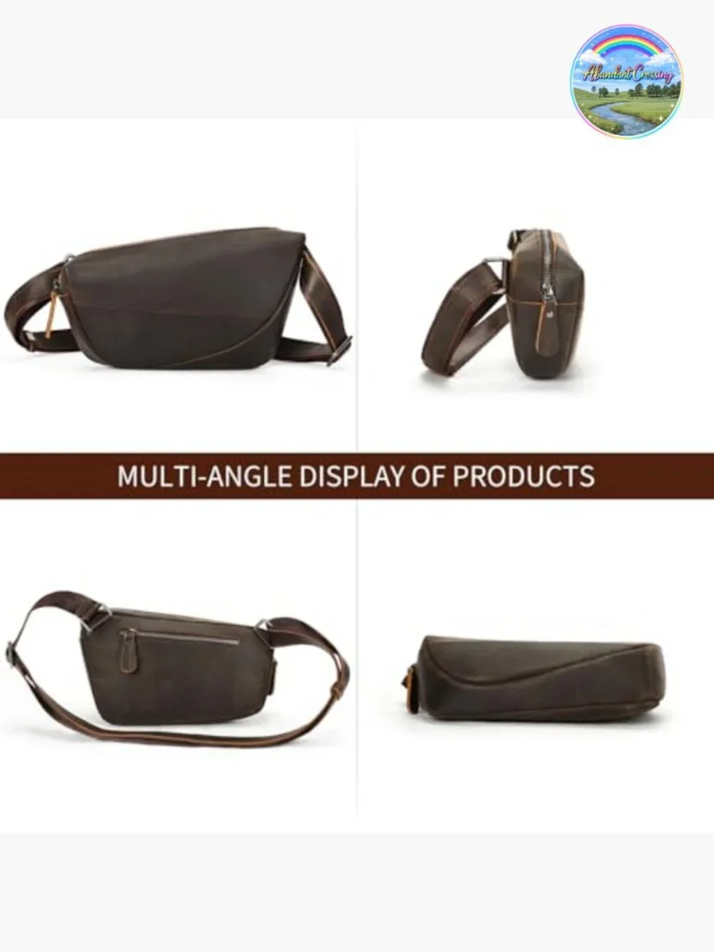 Genuine Leather Sling Bag Crossbody Purse Hiking Travel Chest Daypack